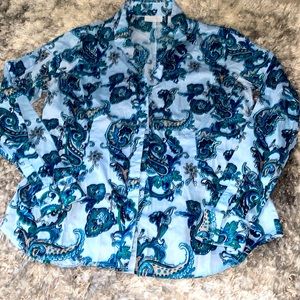 NY & Company Set of 2 paisley button down shirts